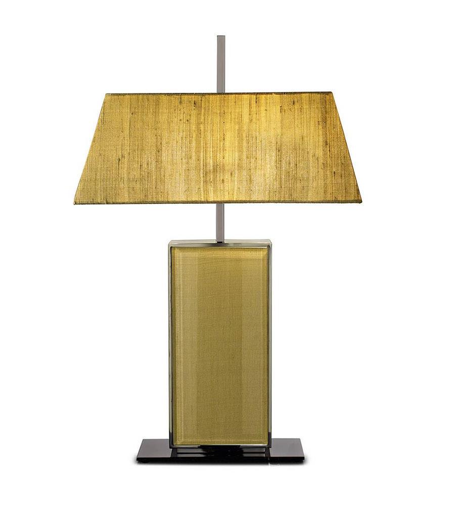 Grandeur Metal and Glass Table Lamp with Fabric Shade