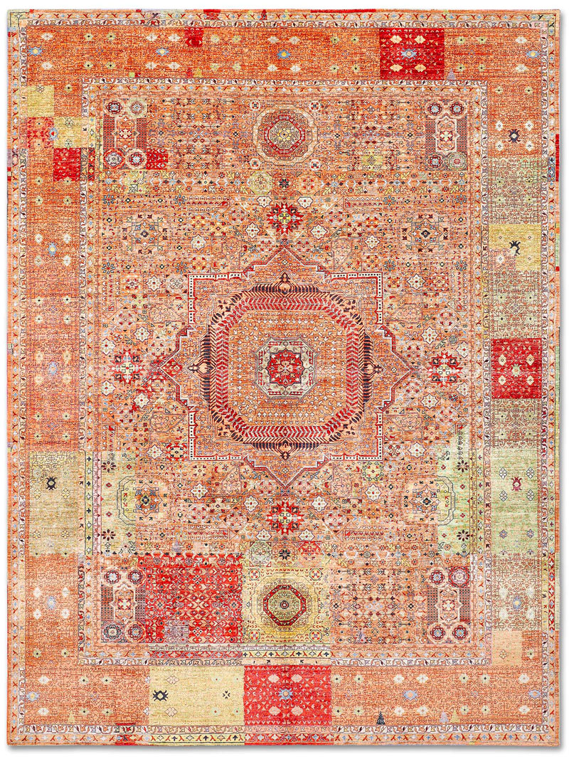 Cosmic Orange Hand Knotted Rug