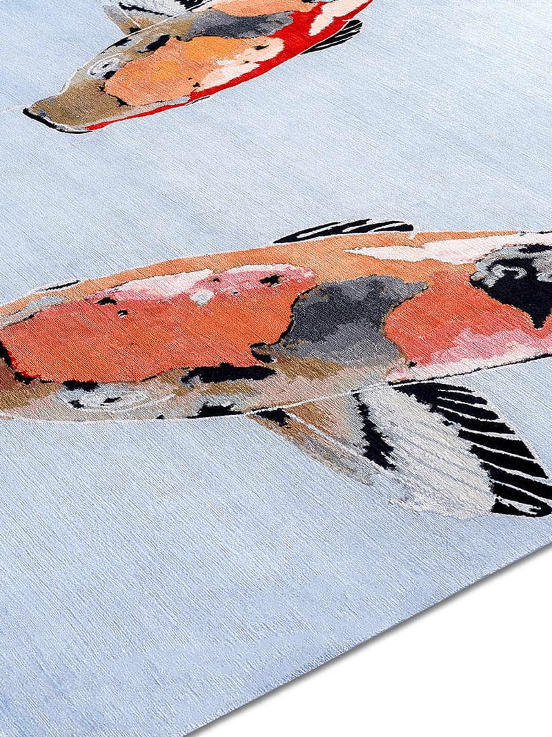 Fish Orange Hand Knotted Rug