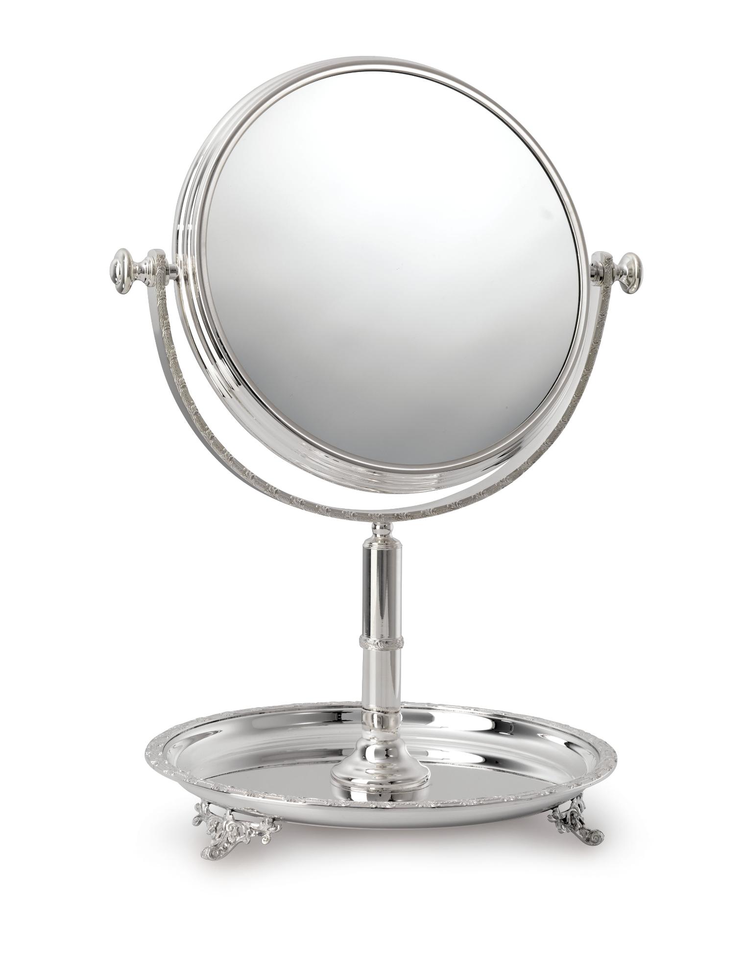 Royal Silver Round Mirror with Plate