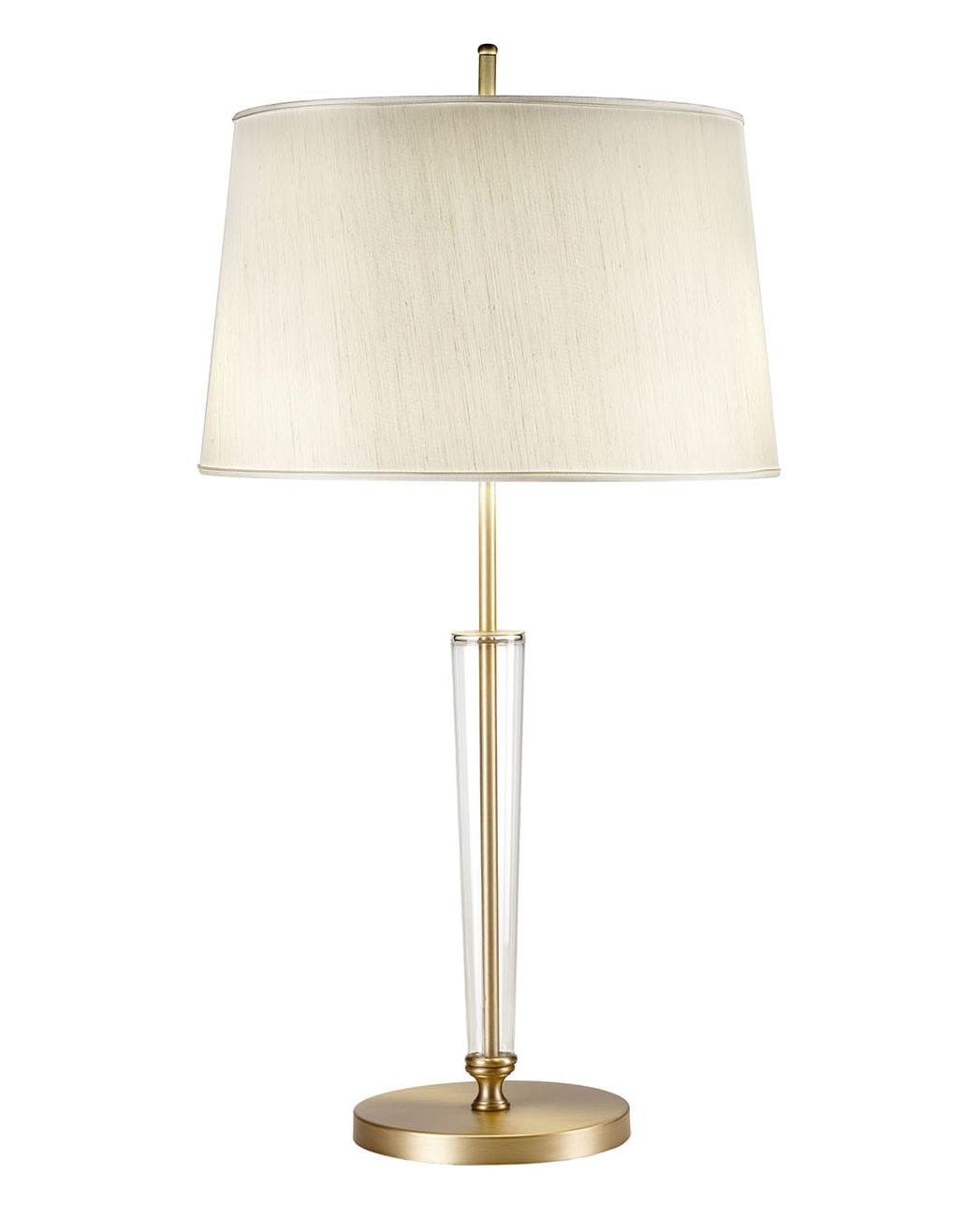 Antique Gold Table Lamp with Conical Glass and Fabric Lampshade