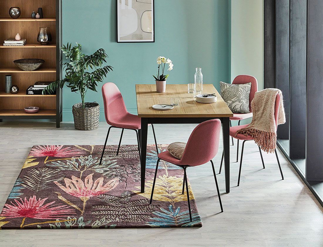 Floral Multicolour Wool & Viscose Rug