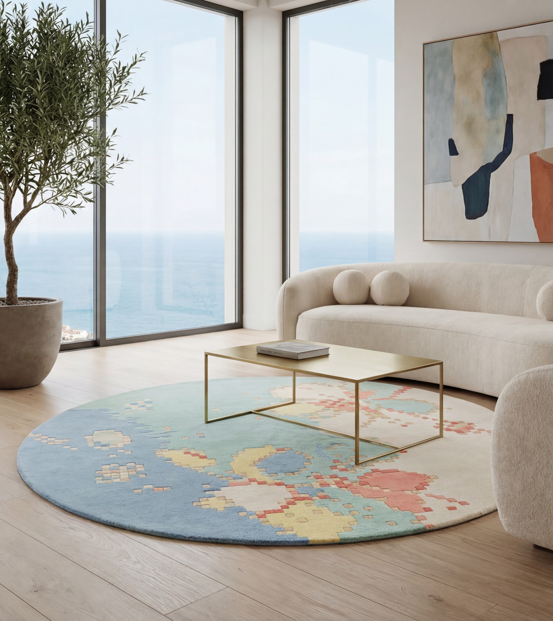 Sky Blossom Handcrafted Rug