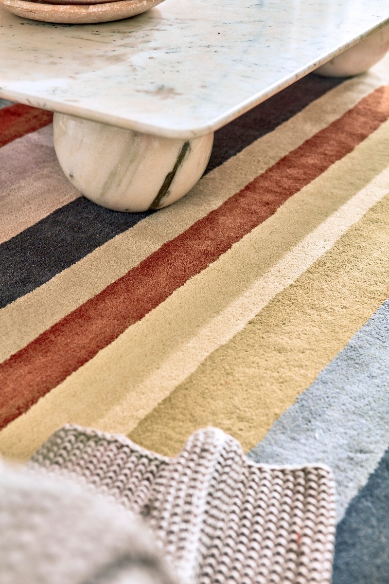 Striped Multicolour Wool Rug