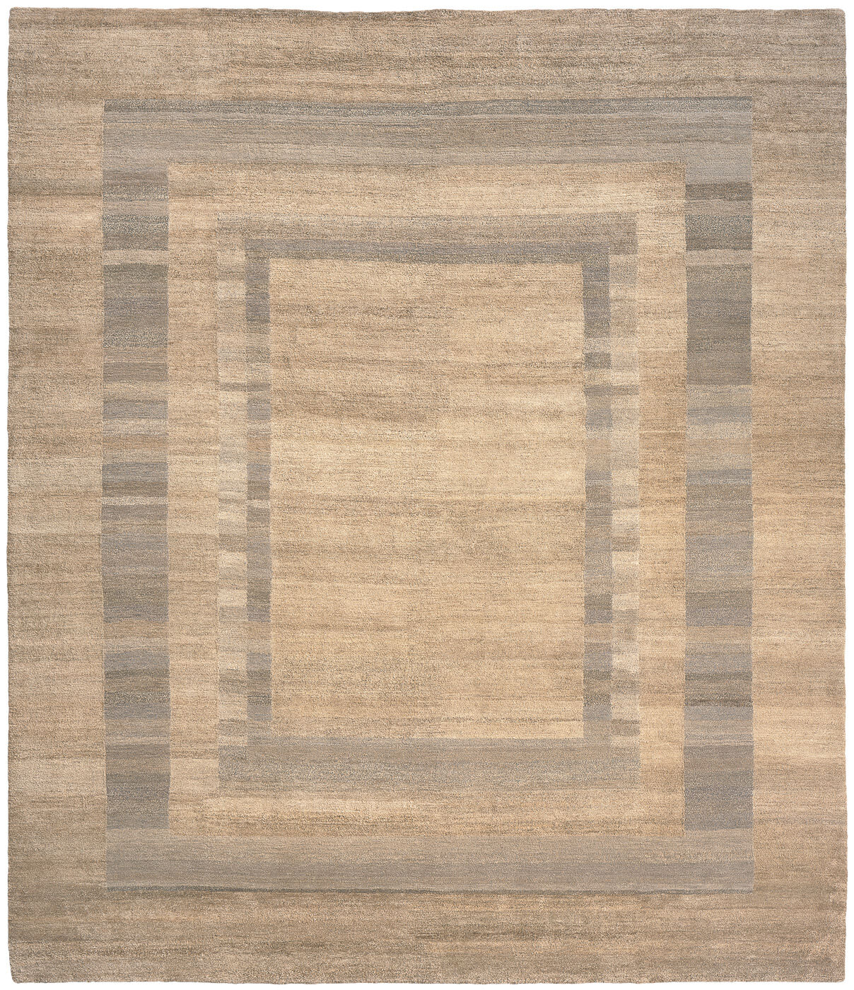 Hand-Knotted Triple Border Grey Rug