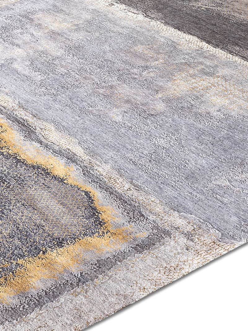 Silver Abstract Hand-Woven Rug