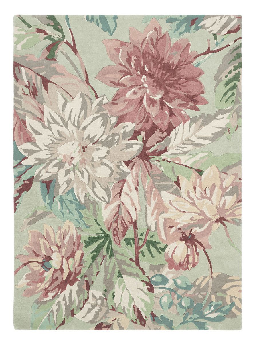 Dahlia and Rosehip Mulberry Handwoven Rug ☞ Size: 4' 7" x 6' 7" (140 x 200 cm)