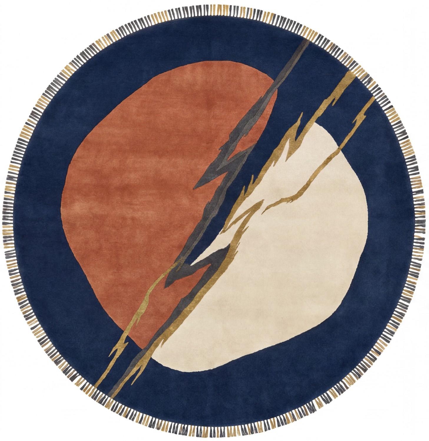 Lightning Crest Navy Handcrafted Rug