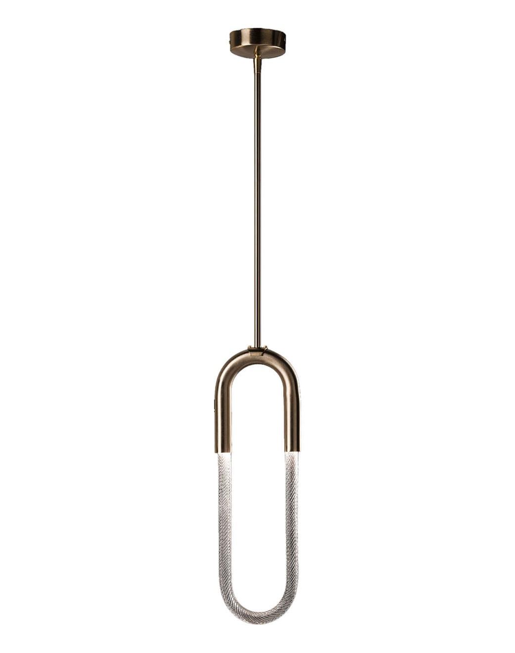 Modern Oval Pendant with Clear Murano Glass