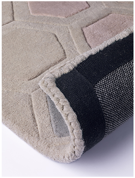 Hexagon Beige Wool Sitap Rug
