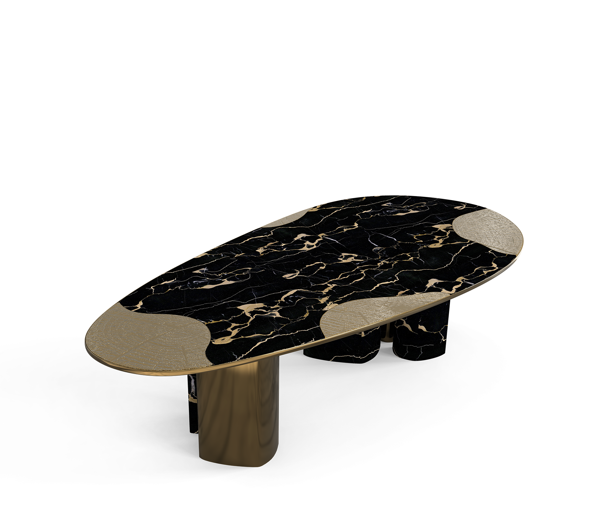 Athena Portoro Marble & Patina Dining Table