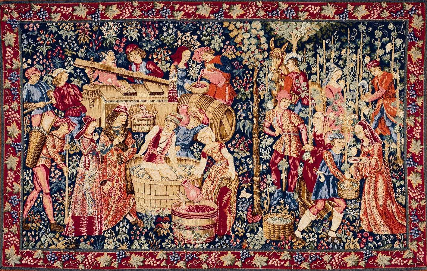 Harvest Scene with Border Tapestry