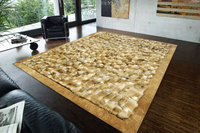 Wolf Real Fur Rug ☞ Size: 210 x 210 cm