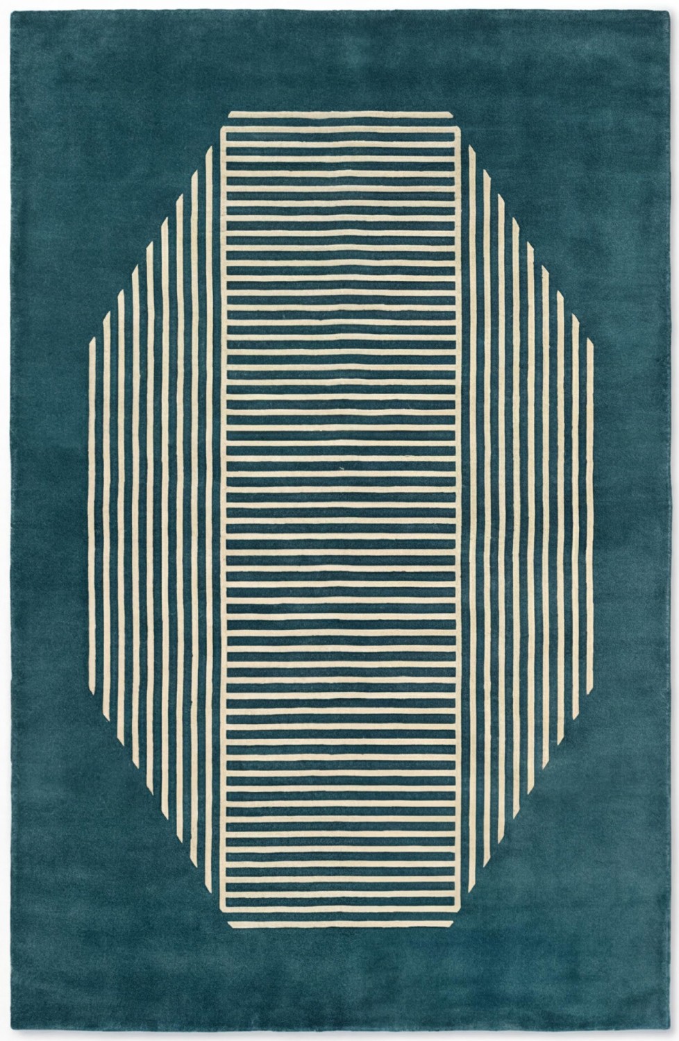 Octagon Lines Teal Artisan Rug