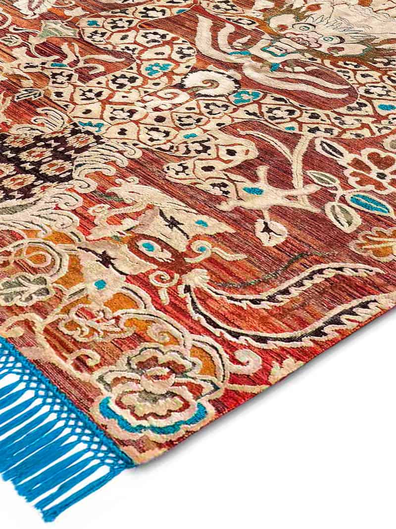 Dragon Blue / Red Exquisite Handmade Rug