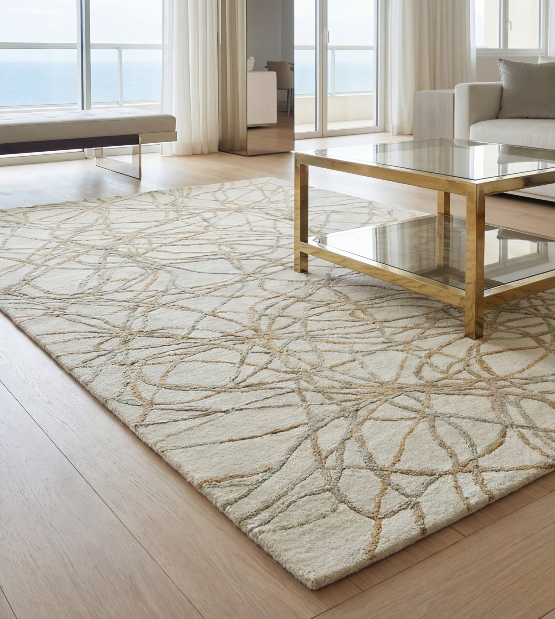 Golden Filigree Artisan Rug