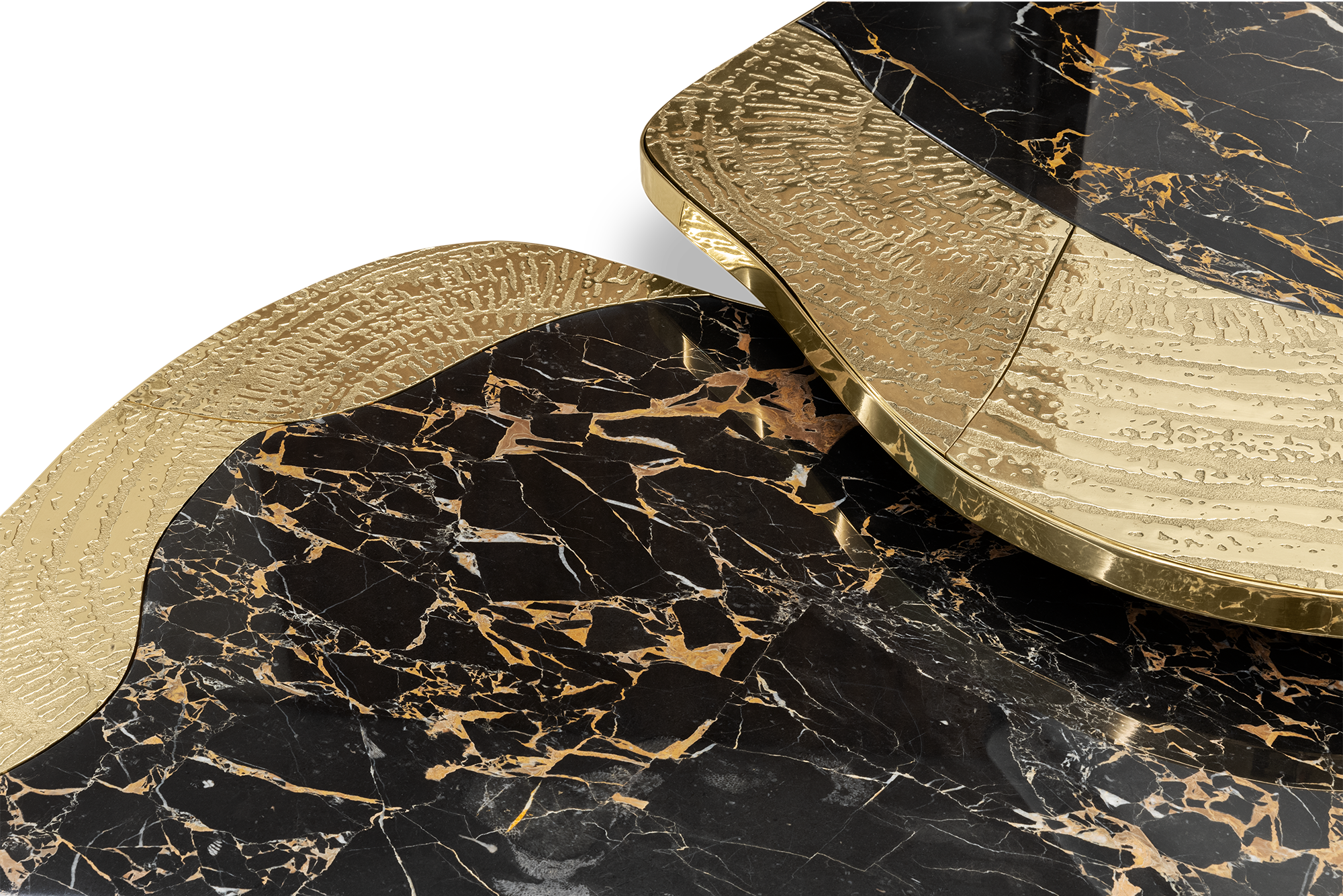 Athena Portoro Marble & Gold Table Set