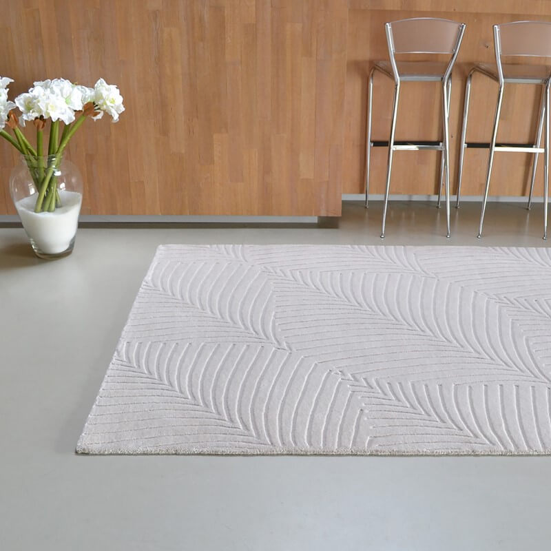 Beige Wool Embossed Rug