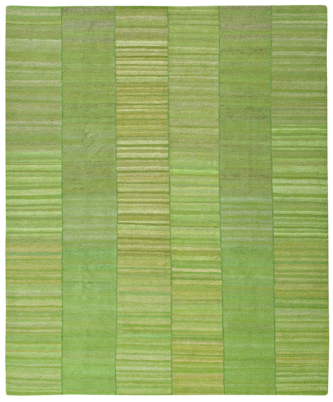 Hand-Knotted Wool Green Rug