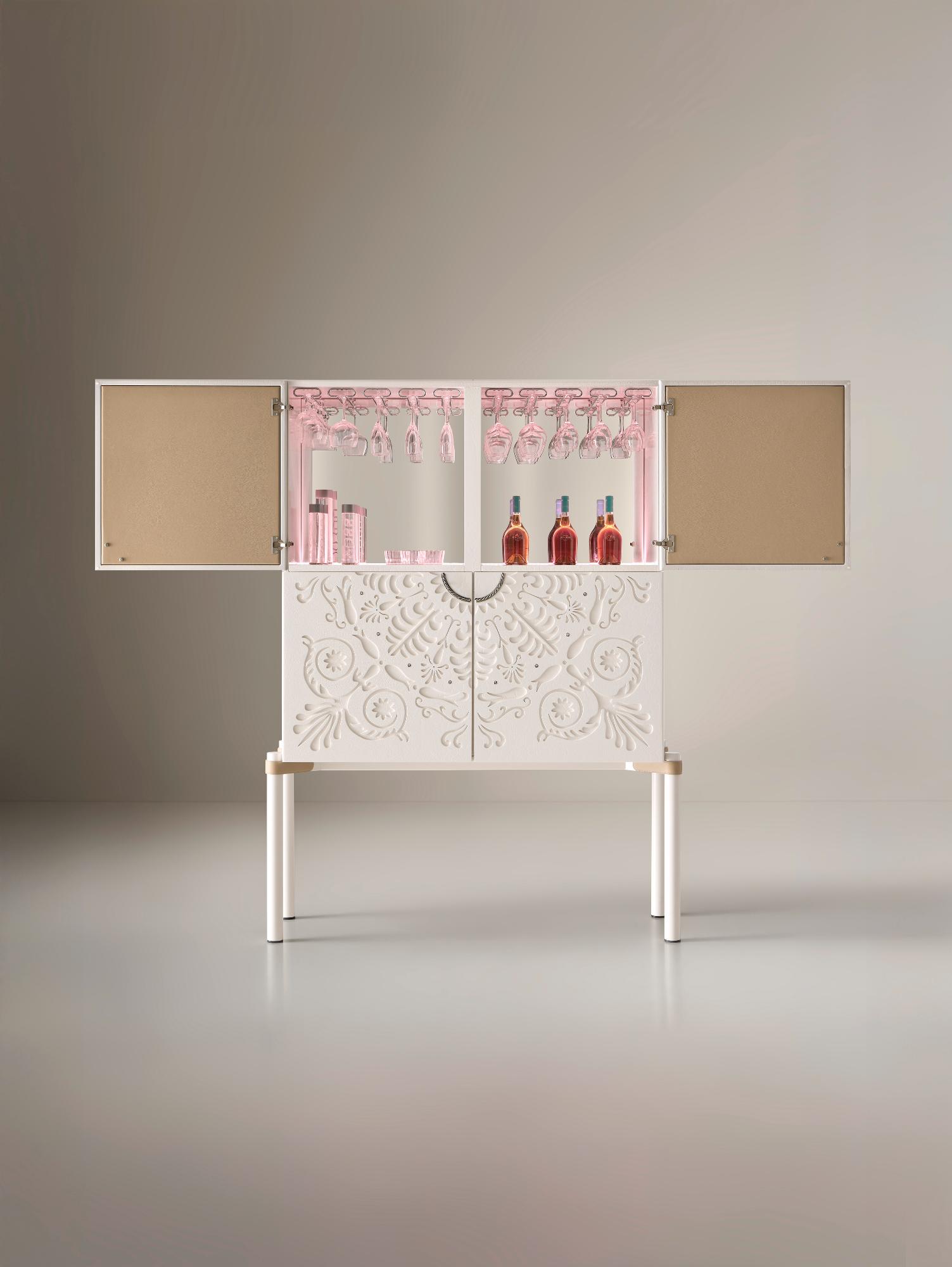 Alexandra Contemporary White Bar Cabinet