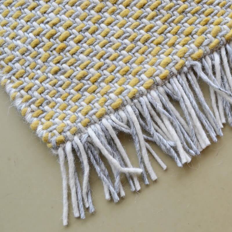 Hand-Woven Wool Yellow Rug