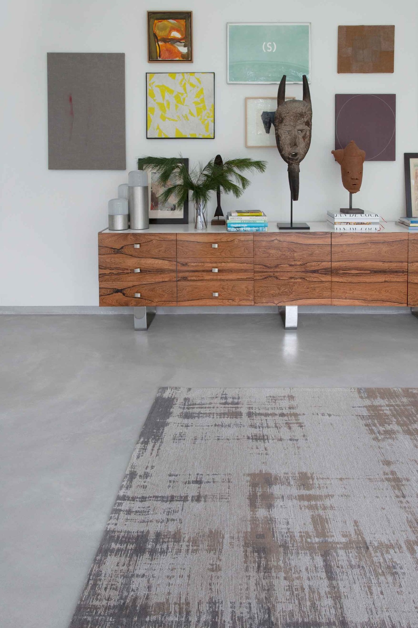 Erased Grey Flatwoven Belgian Rug