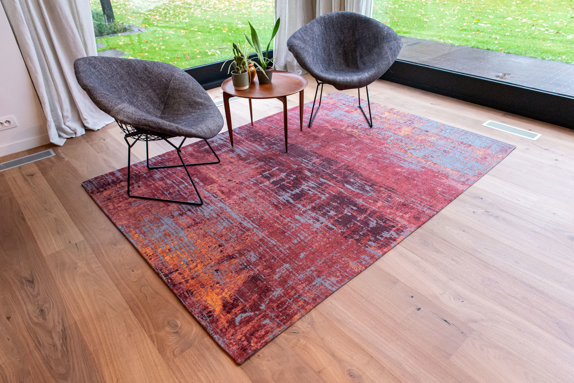 Abstract Flatwoven Red Rug