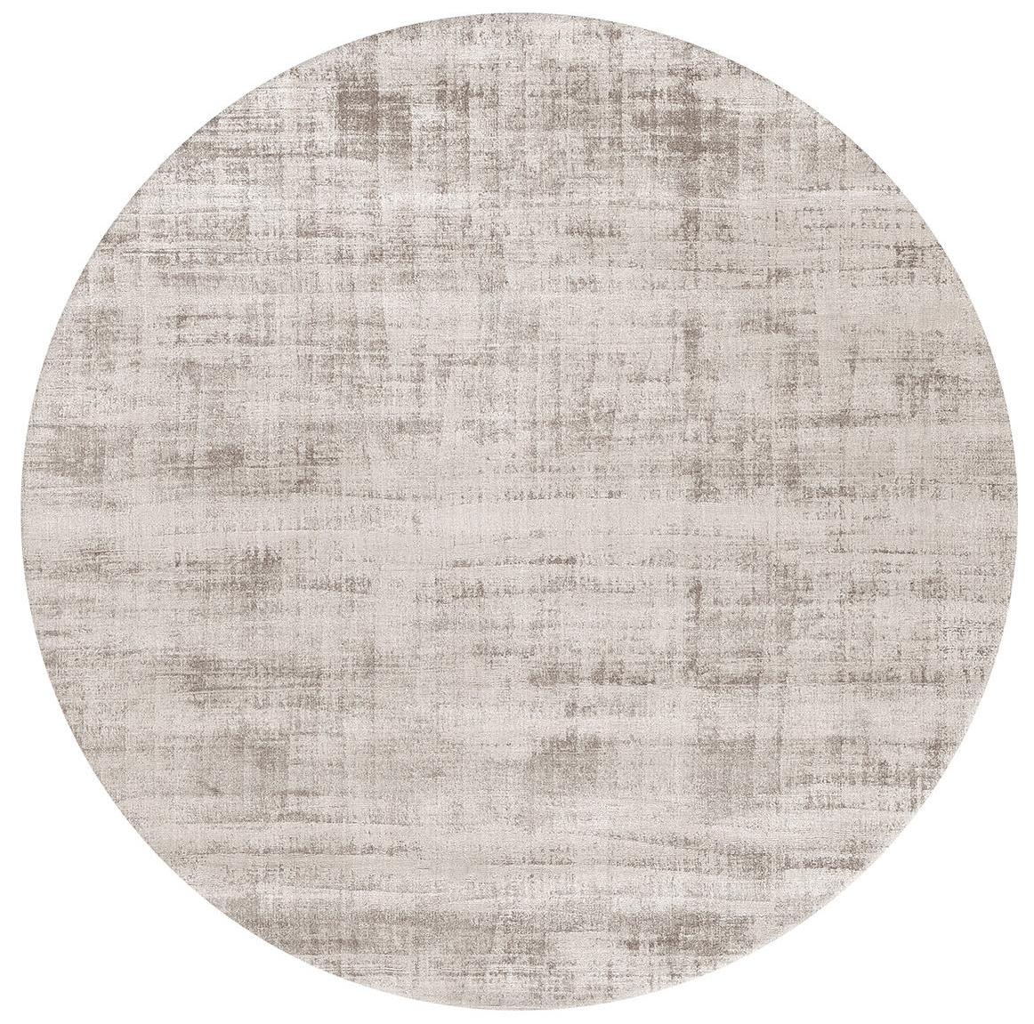 Gray Round Silk Rug