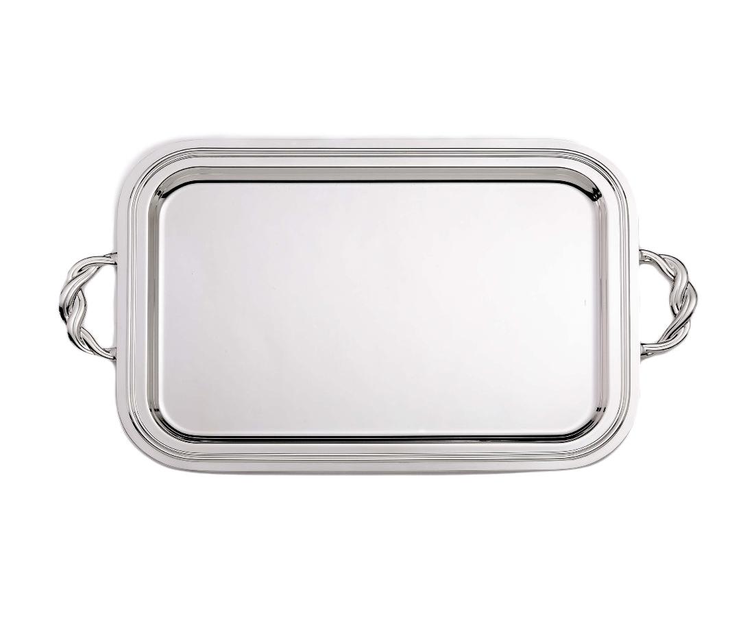 Rectangular Silver-Plated Tray with Handles
