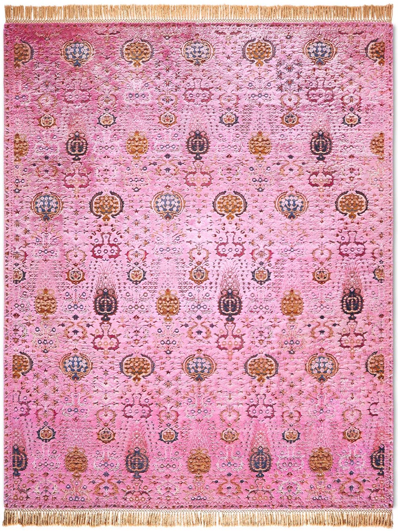 Isfahan Light Pink Hand-Woven Rug ☞ Size: 140 x 210 cm