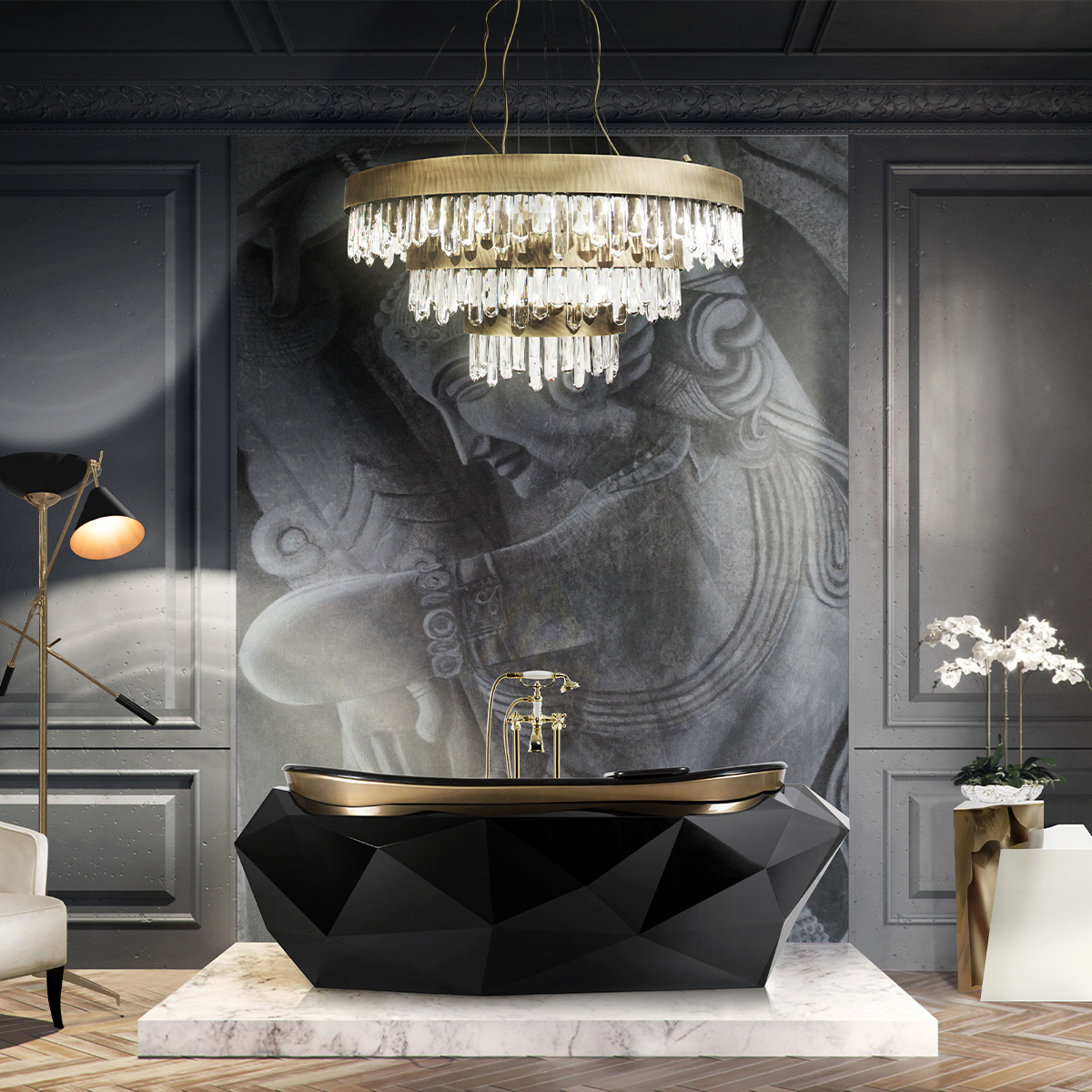Brass Falls Chandelier