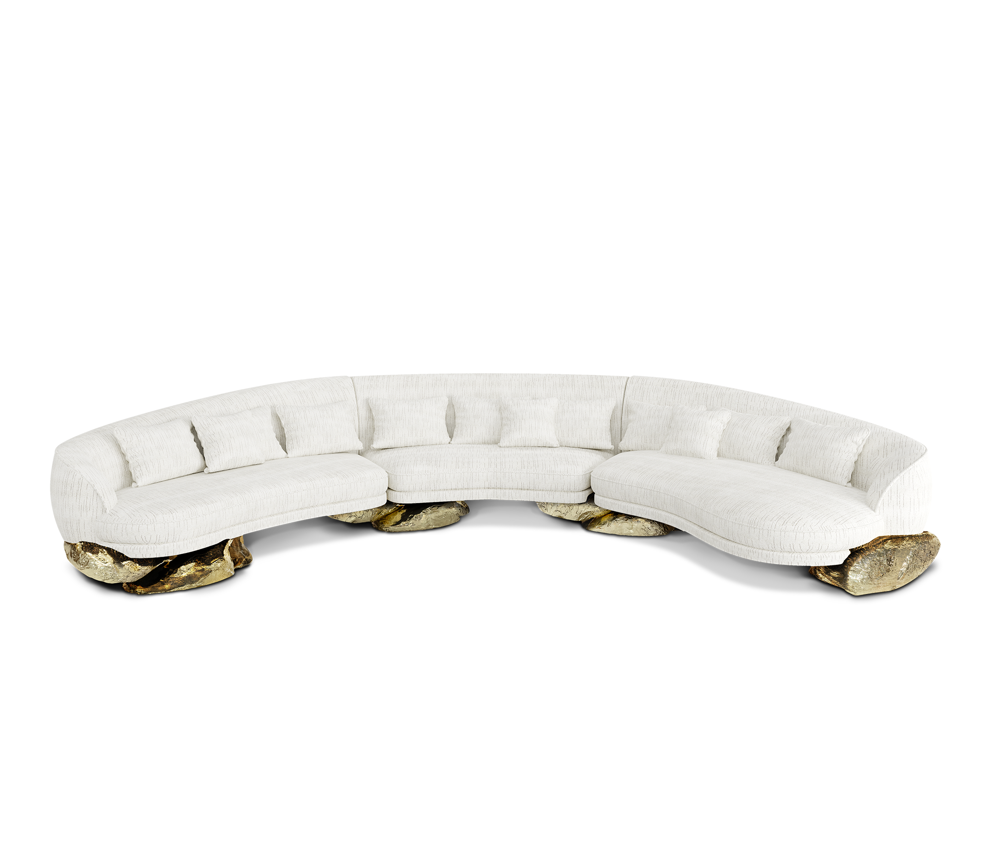 Angora White Curved Sofa