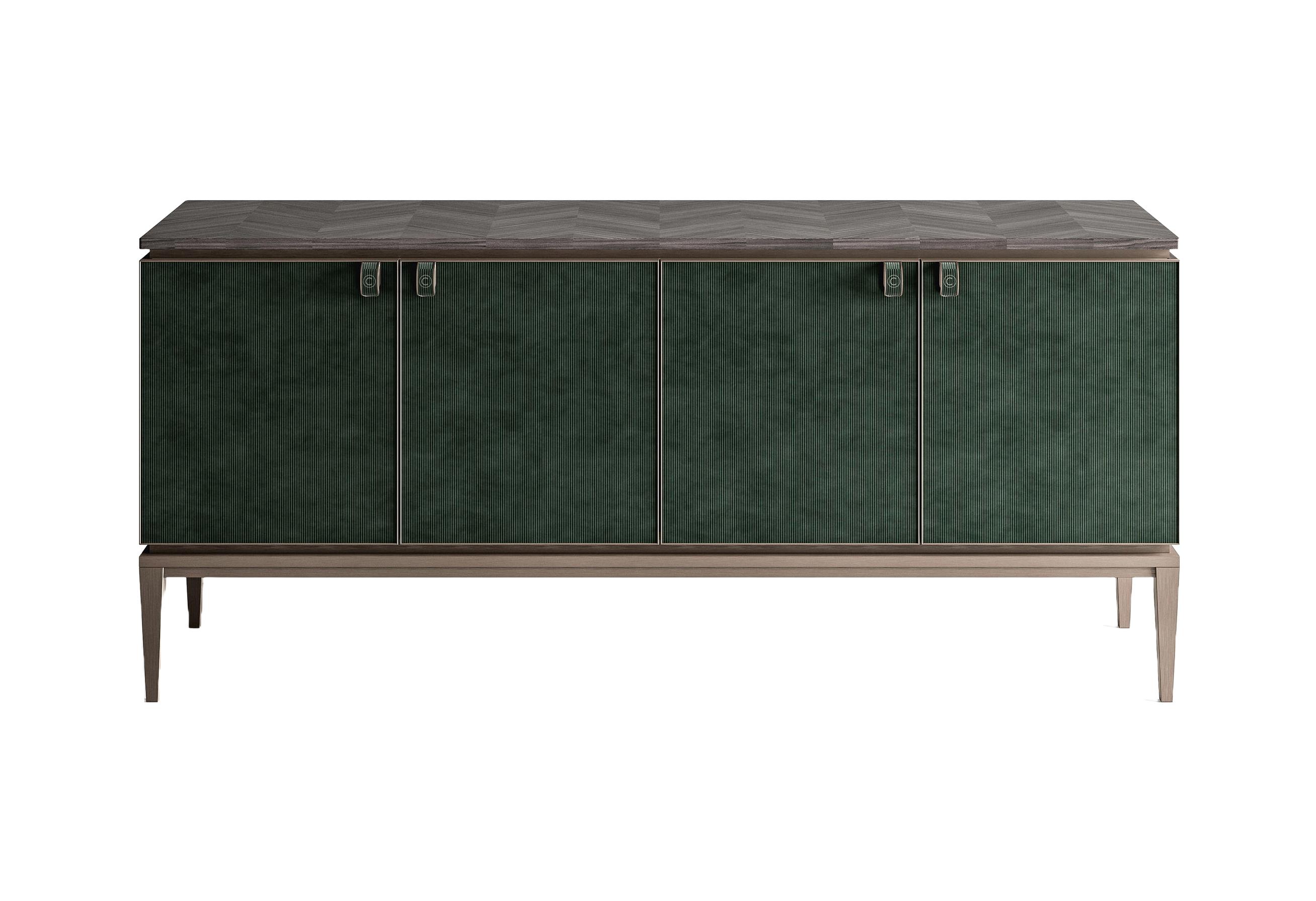 Green / Brown Leather Sideboard