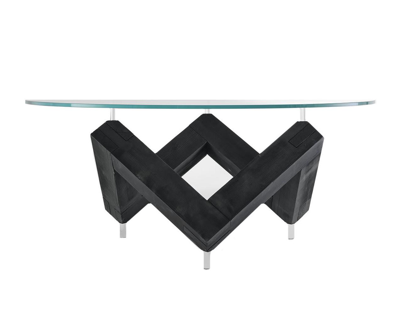 Wooden Table with Glass Top