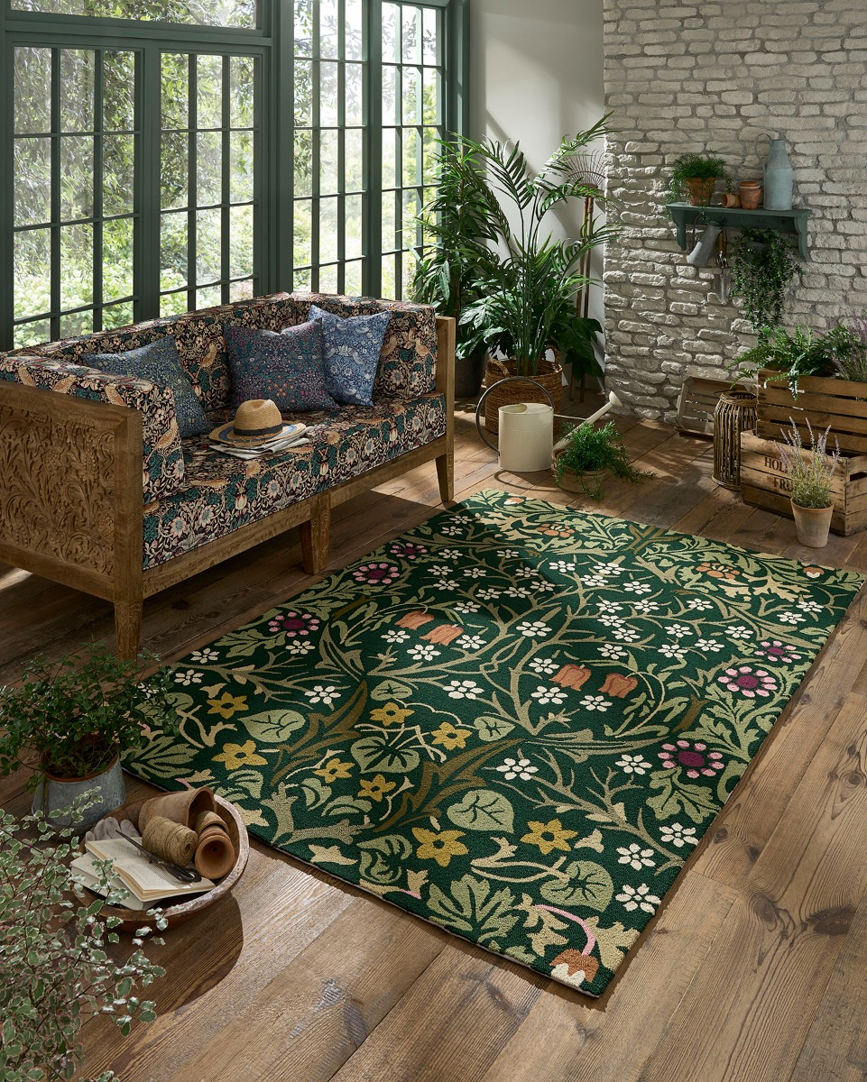 Floral Outdoor Green Handtufted Rug