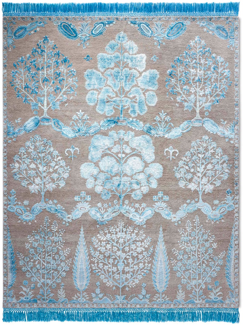 Mughal Blue / Grey Hand-Woven Rug