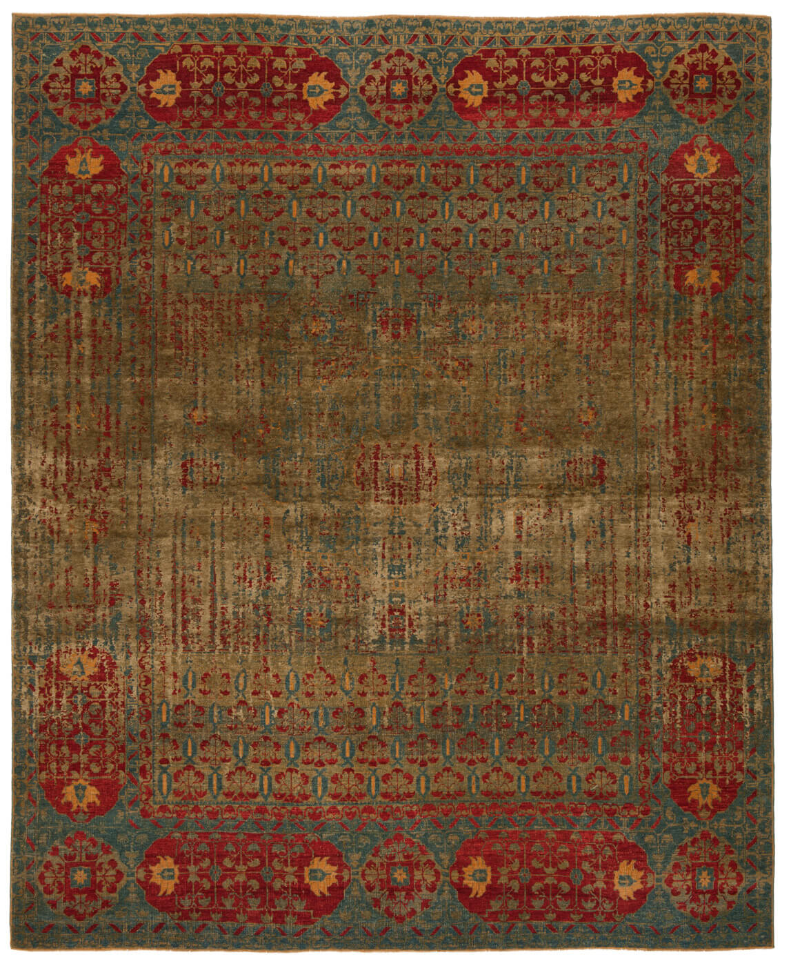 Red Hand Knotted Wool & Silk Rug | Size: 6' 7