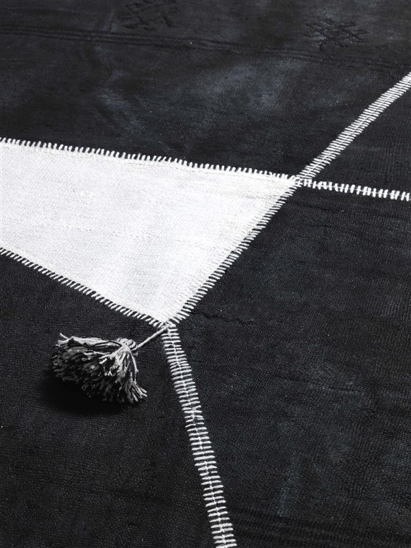 Patchwork Hemp Black & White Rug