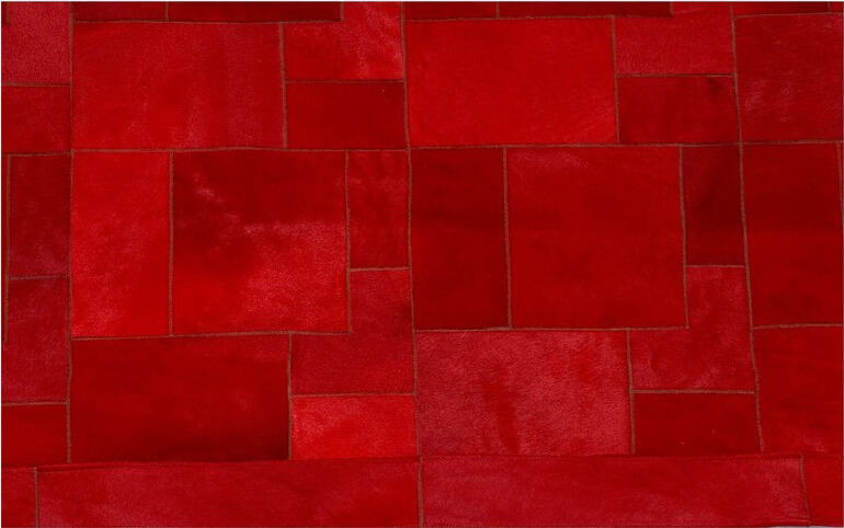Puzzle Red Cowhide Rug ☞ Size: 6' x 10' (180 x 300 cm)