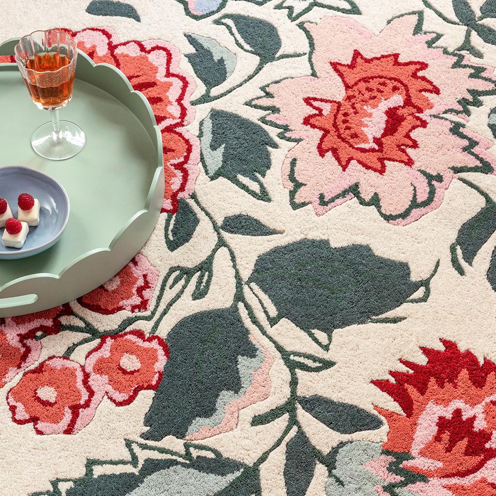 Poppy Red Floral Rug