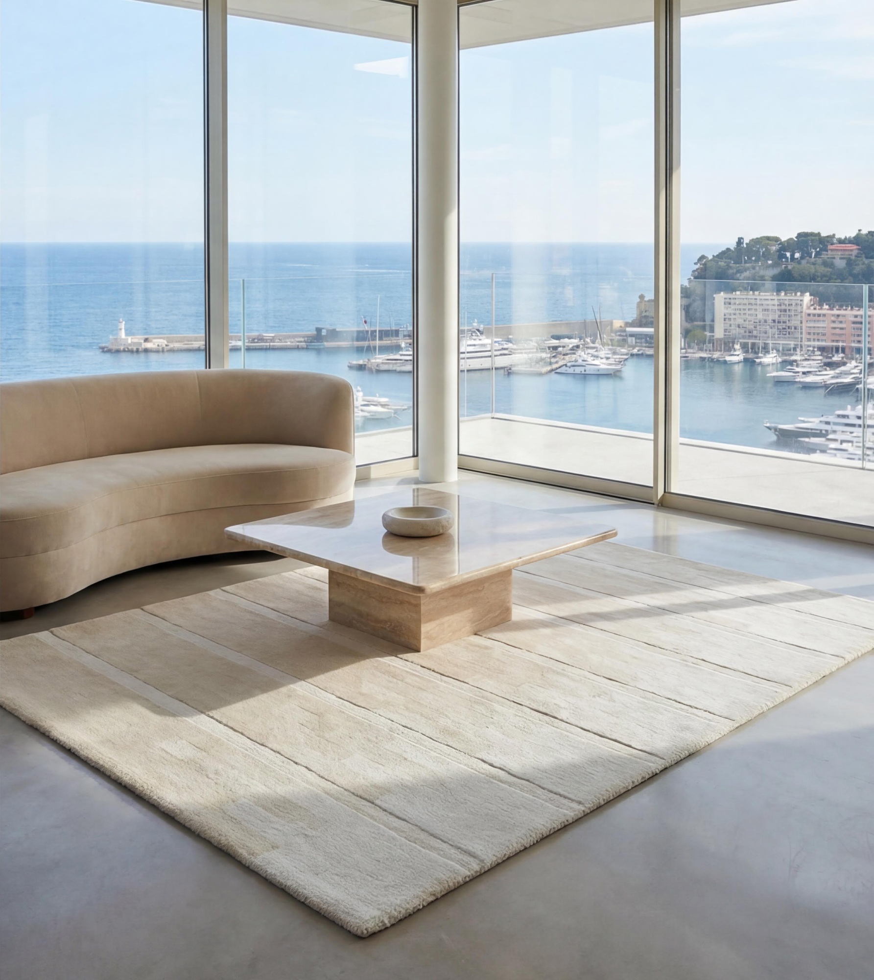 Linear Fade Ivory Handcrafted Rug