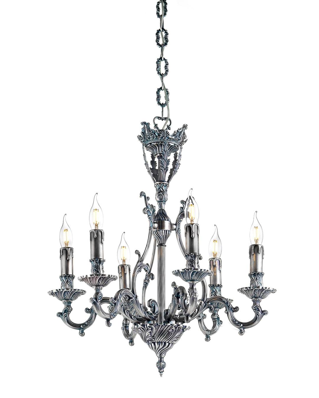 Classic Chandelier in Blue Silver Finish