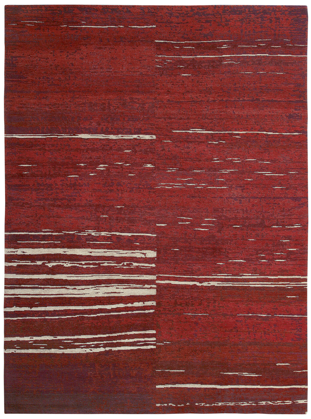 Hand-Knotted Wool Red Rug