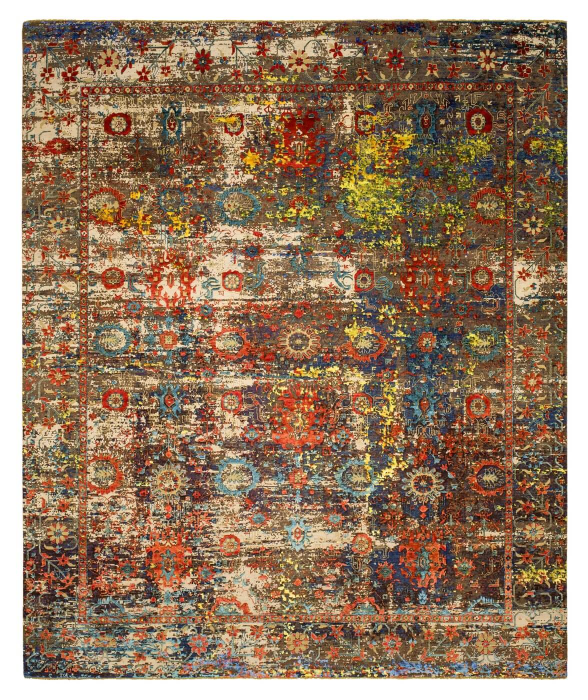 Faded effect Hand Knotted Vintage Style Rug