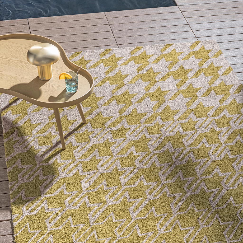 Houndstooth Yellow Outdoor Rug