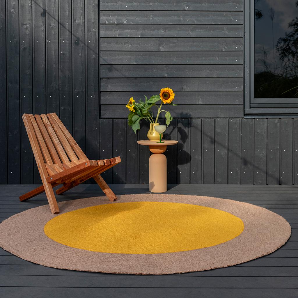 Elegance Round Yellow Outdoor Rug