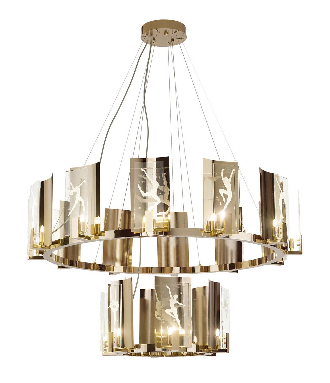 Soft Gold Large Round Chandelier