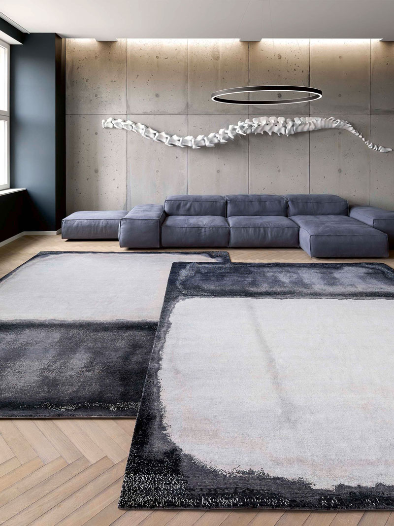 White Grey Luxury Handmade Rug