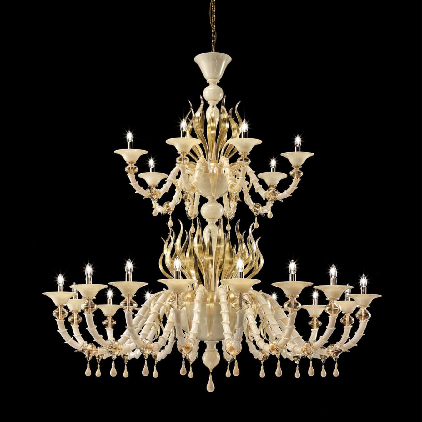 Classic Chandelier in Golden Blown Murano Glass