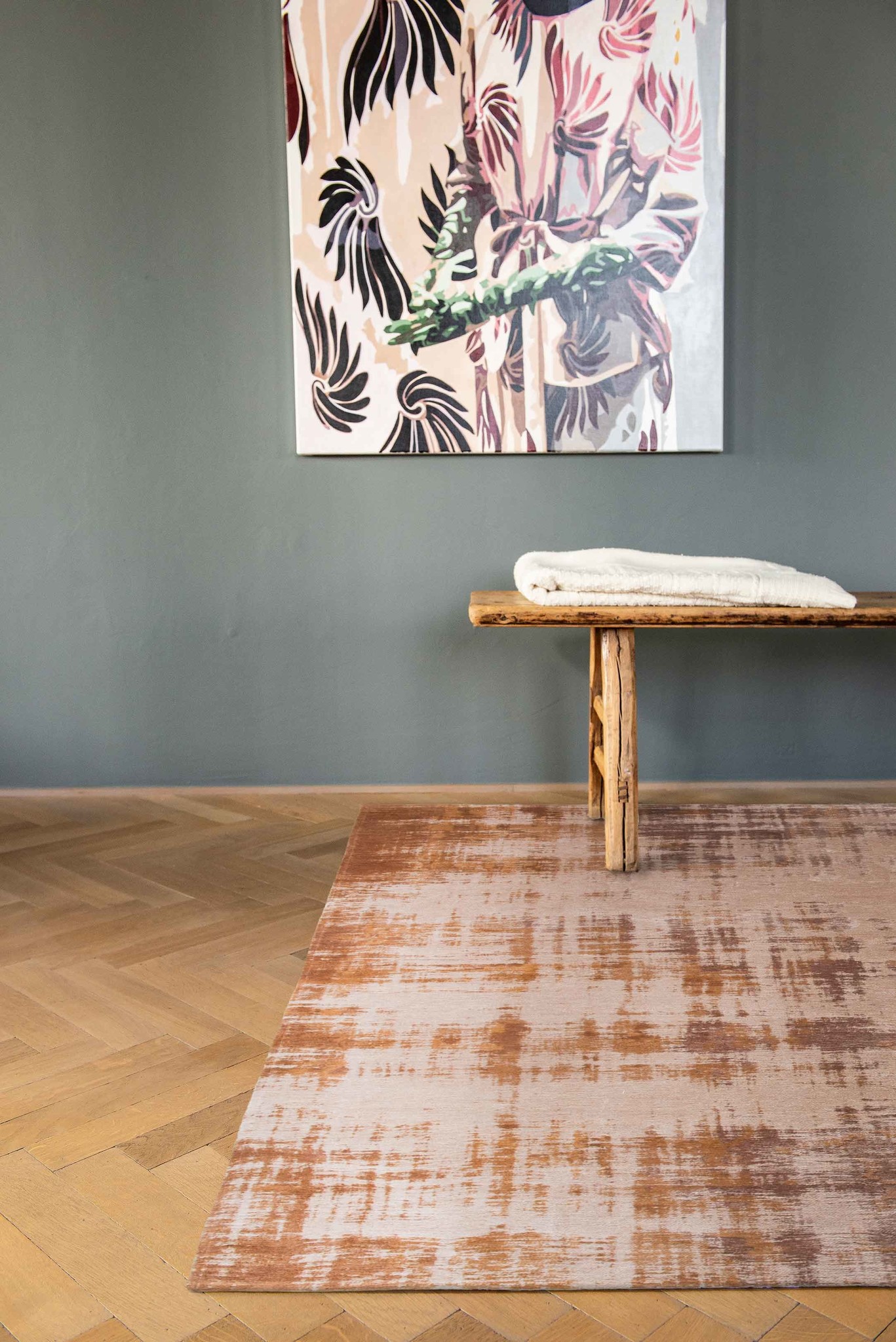 Erased Art Brown Flatwoven Rug ☞ Size: 6' 7" x 9' 2" (200 x 280 cm)